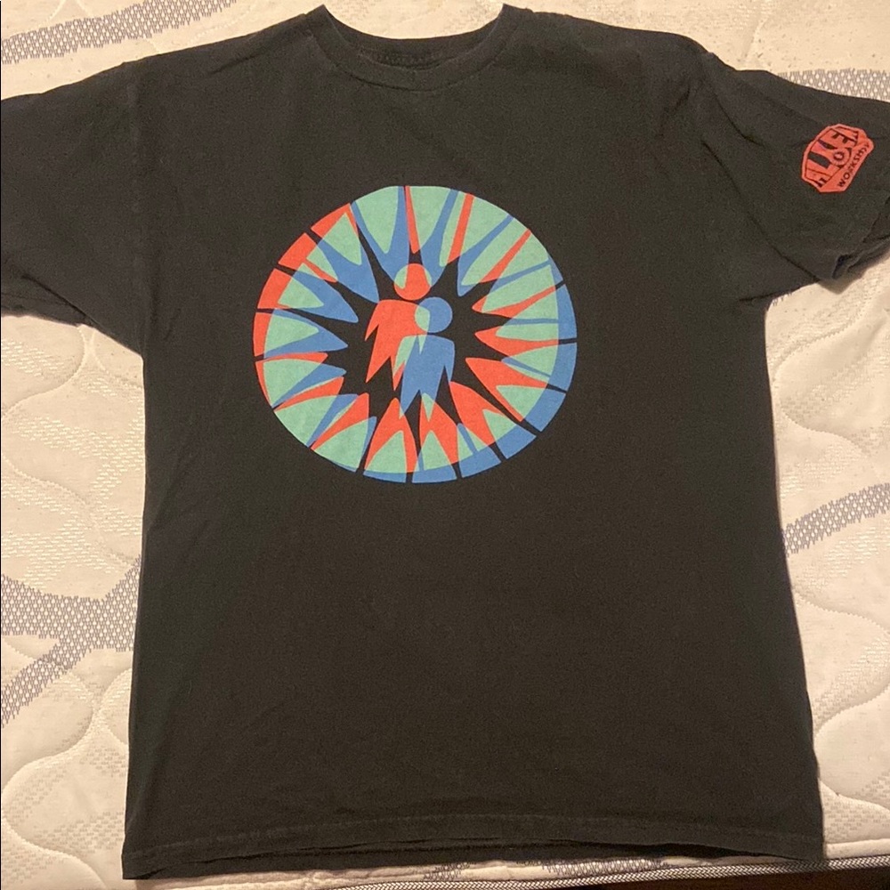 Red and Black Short Sleeve Tee with Vibrant Graphic